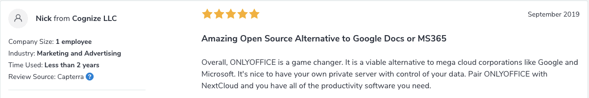 ONLYOFFICE Testimonials