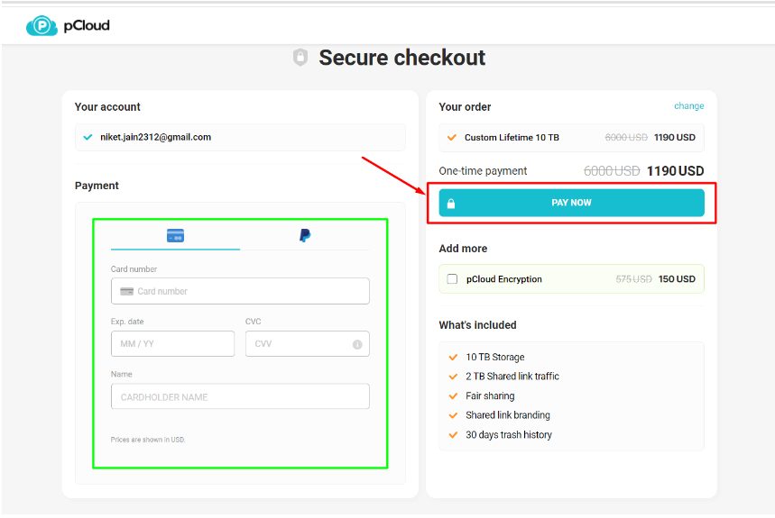 pCloud Payment