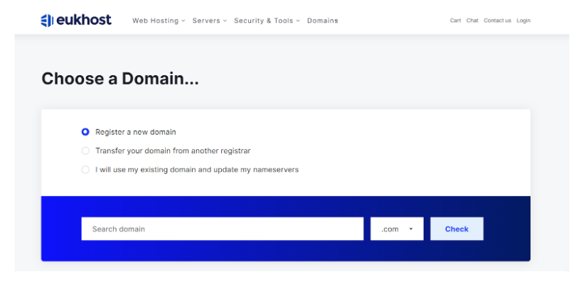 Register your existing domain or buy a new one