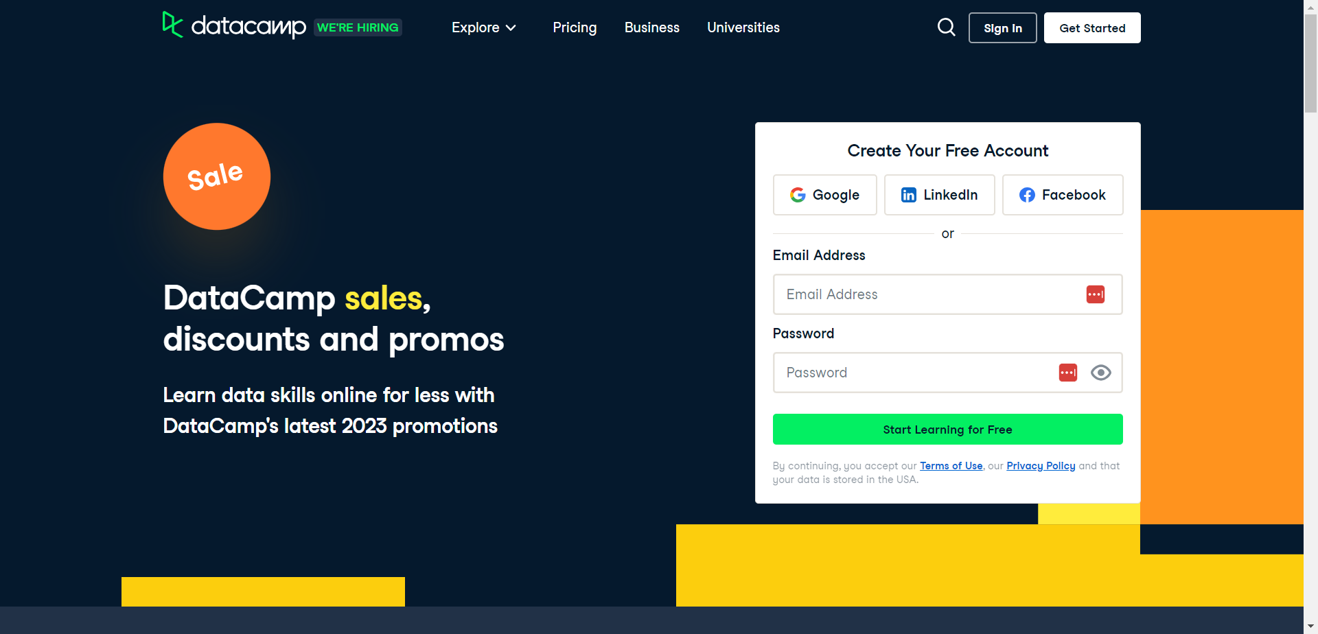 Datacamp discount page