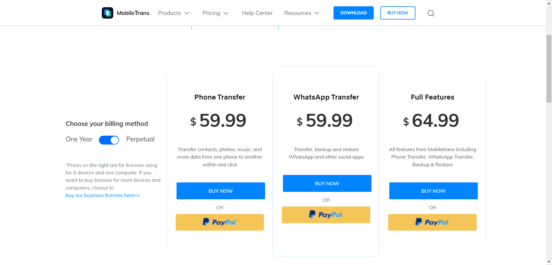 Mobiletrans Perpetual Mac pricing