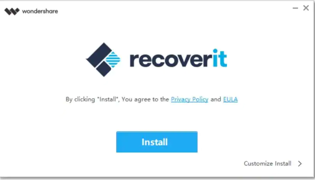 Recoverit installation page