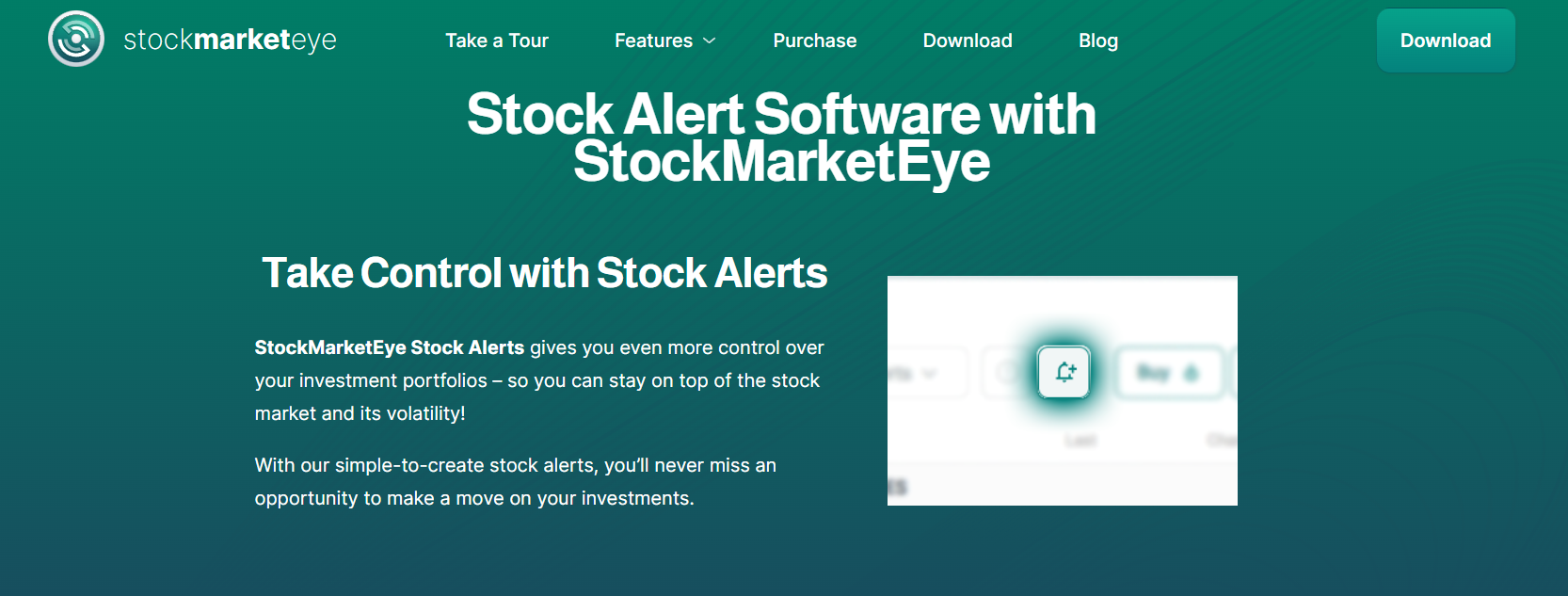 StockEyeMarket Stock Alert Software Features