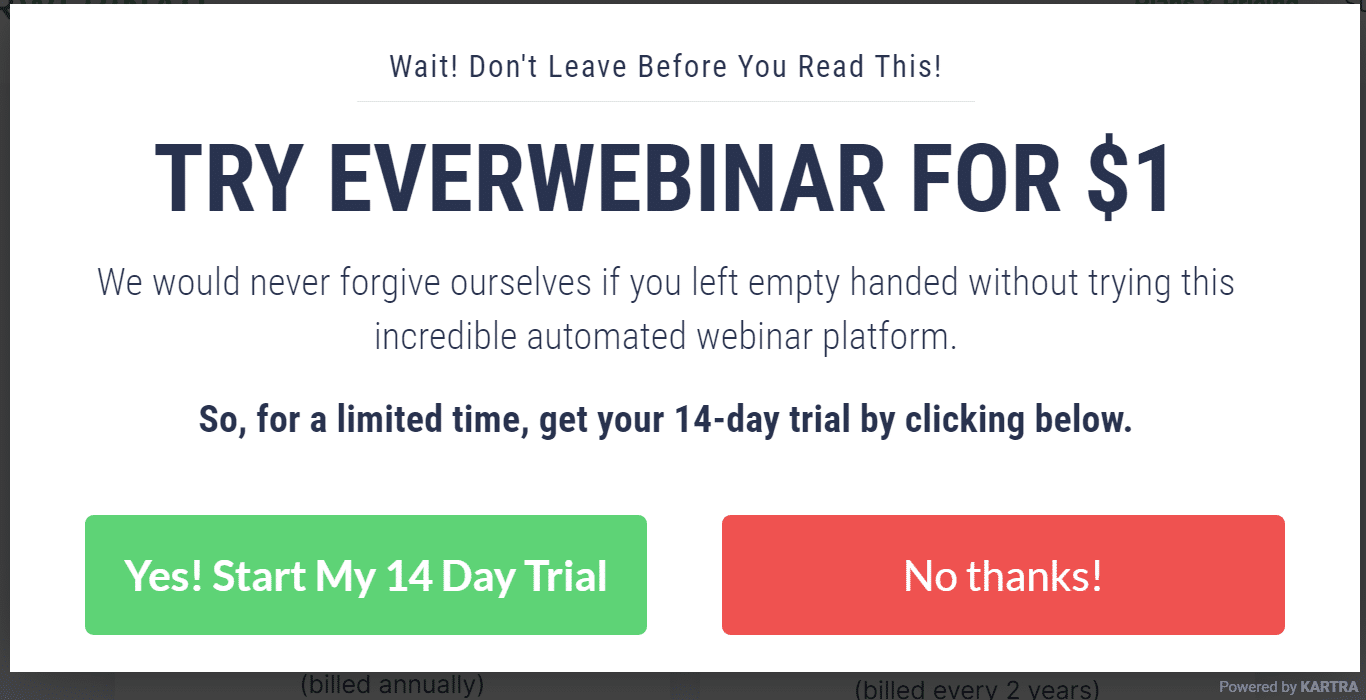 Everwebinar $1 free trial discount