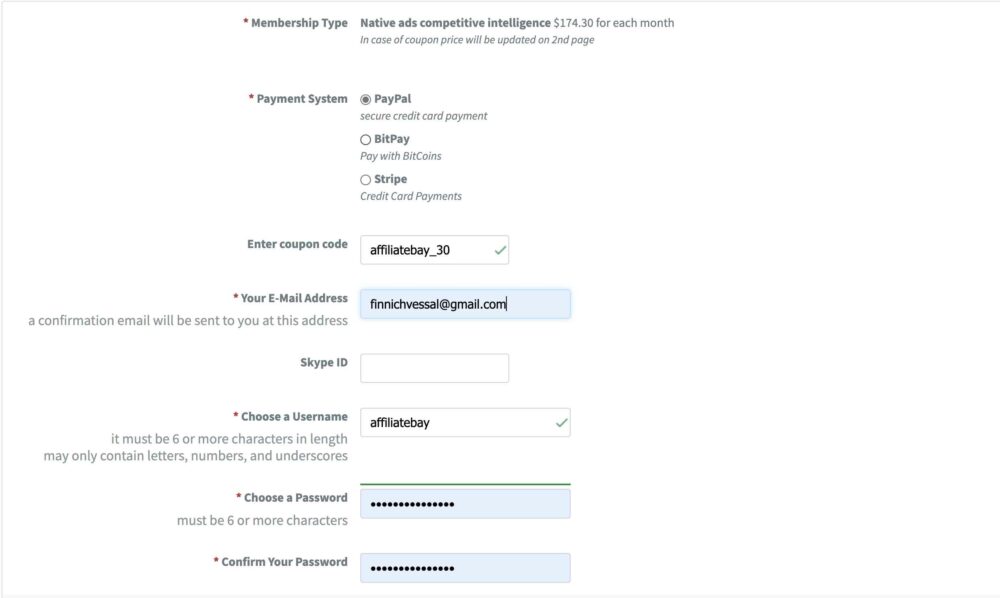 Adplexity Payment Page