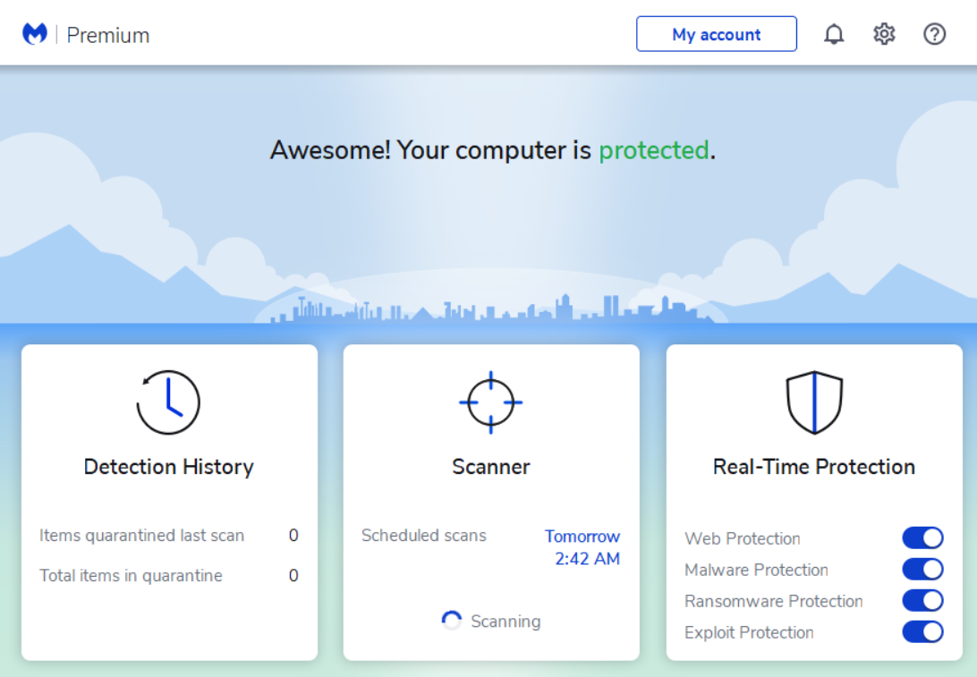 Malwarebytes premium dashboard