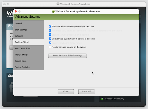 Webroot realtime protection