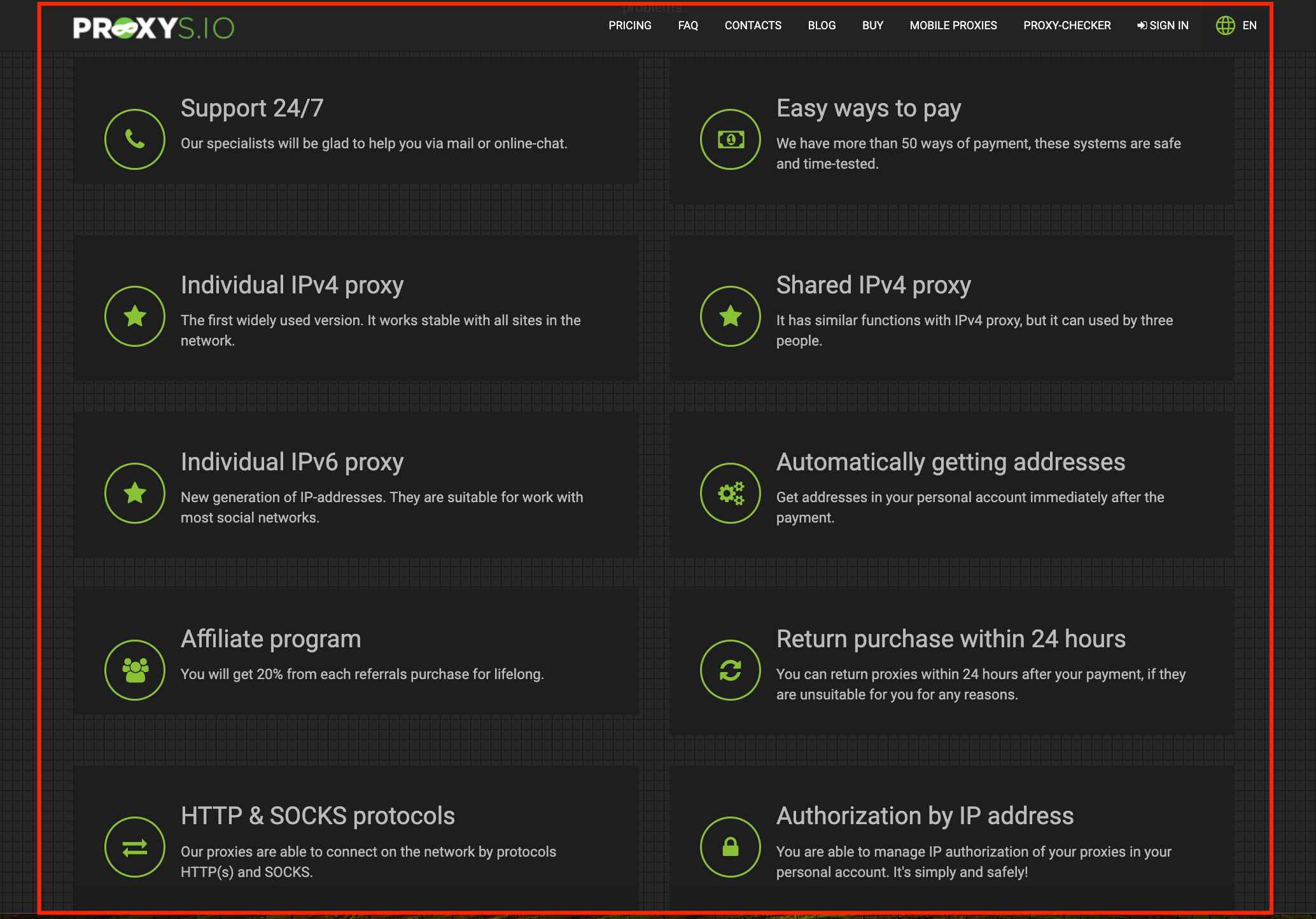 Features of Proxys.io