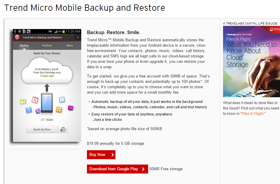 Trend backup and restore