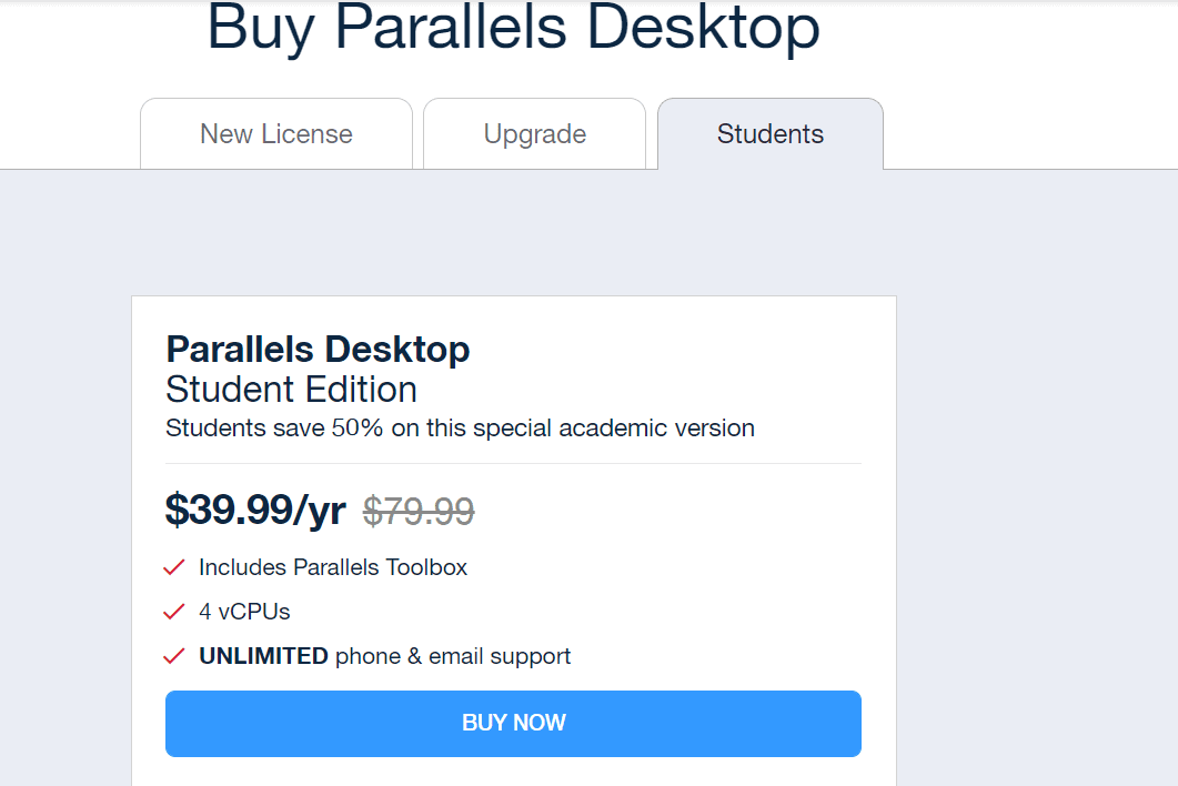 parallels student discount