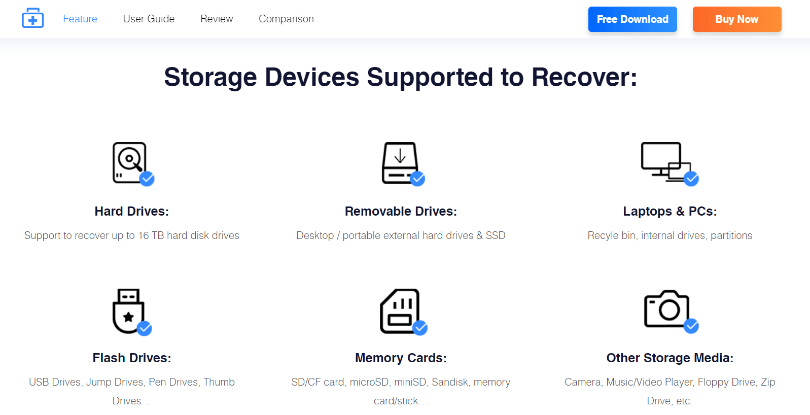 EaseUS Data Recovery Coupon- Storage Devices Supported
