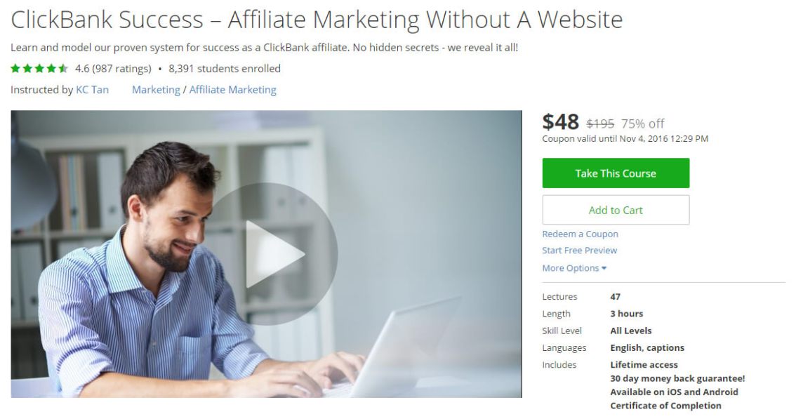 [100% Off]- ClickBank Success – Affiliate Marketing Without A Website