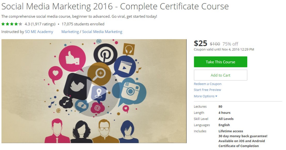Social Media Marketing 2016 Complete Certificate Course