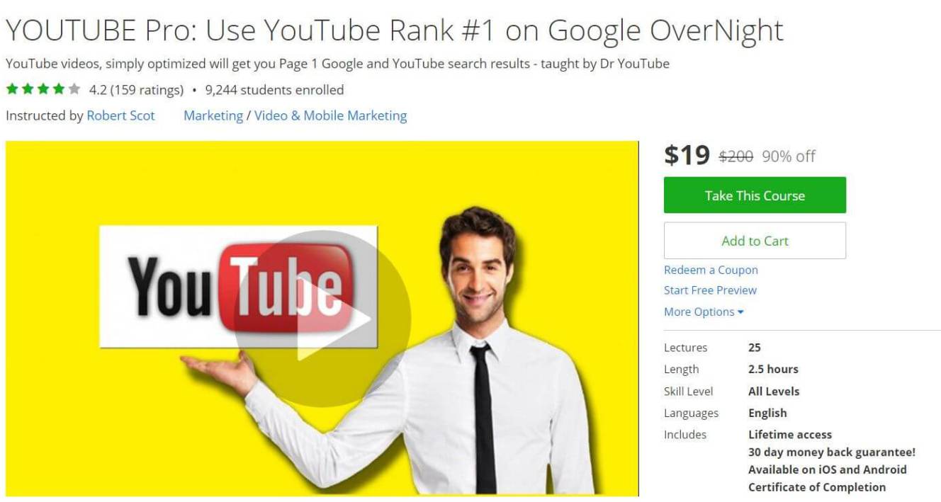 Udemy courses - YOUTUBE Pro Use YouTube Rank 1 on Google OverNight
