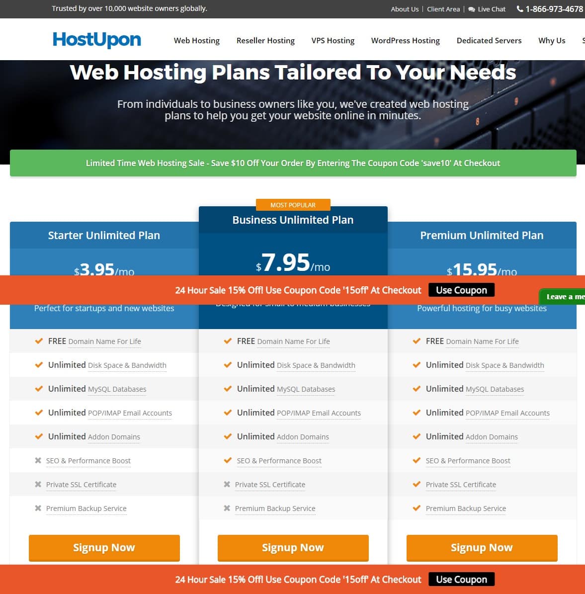 hostupon plans- Web Hosting Providers In Canada/Toronto