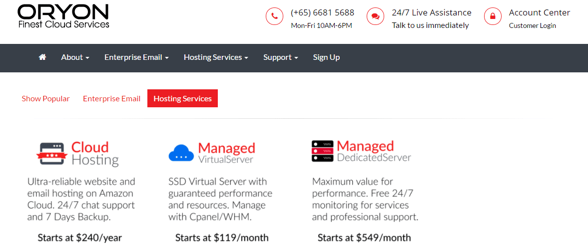oryon hosting- Best Web Hosting Service Providers In Singapore