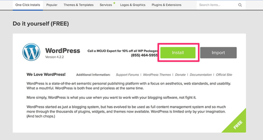 wordpress install process