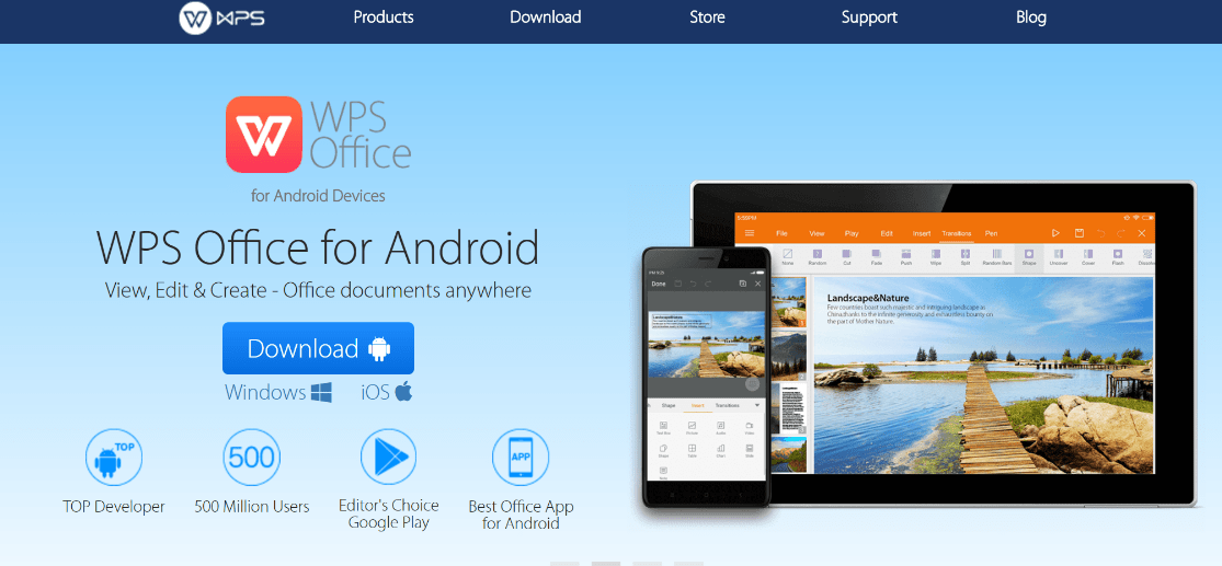 WPS office for Android windows version