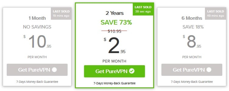 Top VPN for china - PureVPN pricing