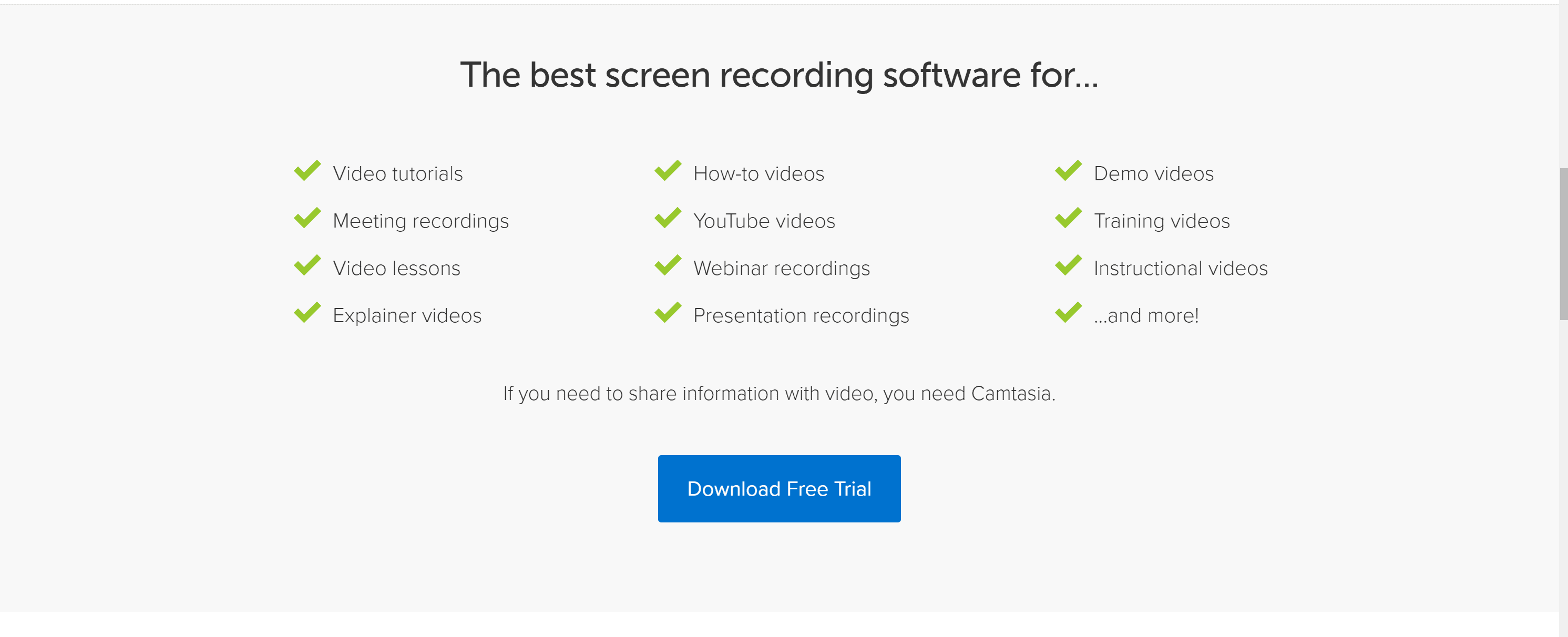 Mga feature ng Teachsmith Camtasia pro