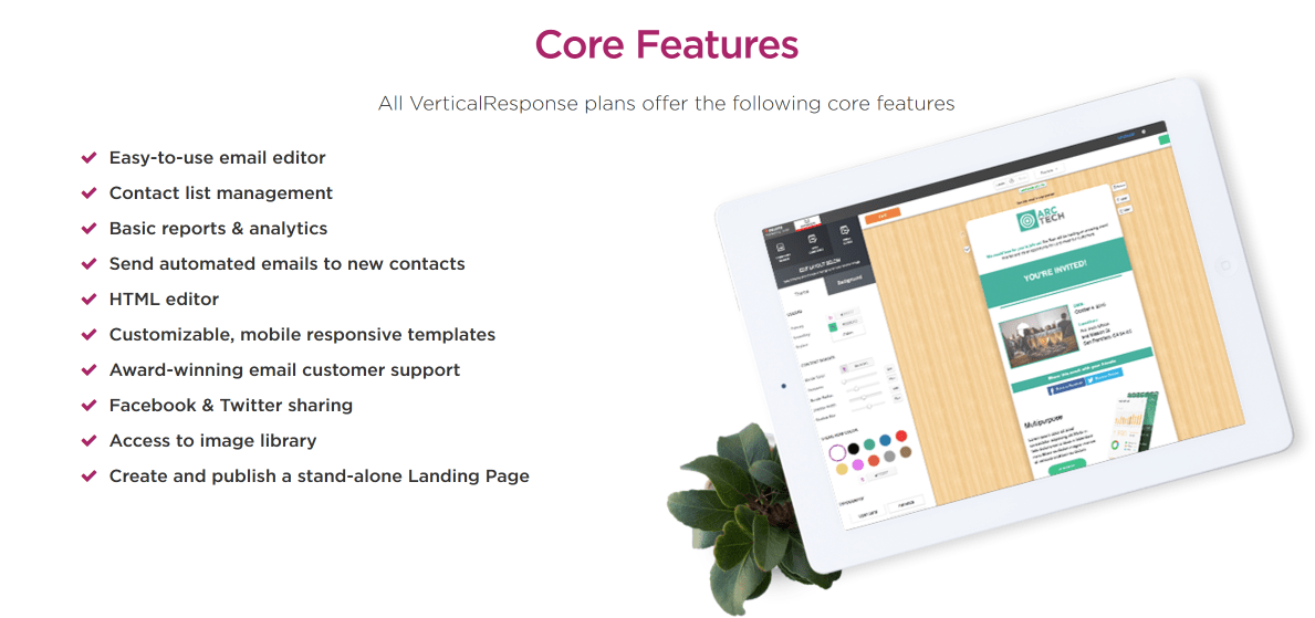 VerticalResponse review and features core