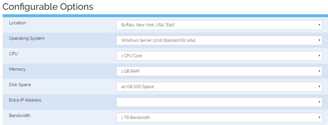 Cheap Windows VPS Configurable Options