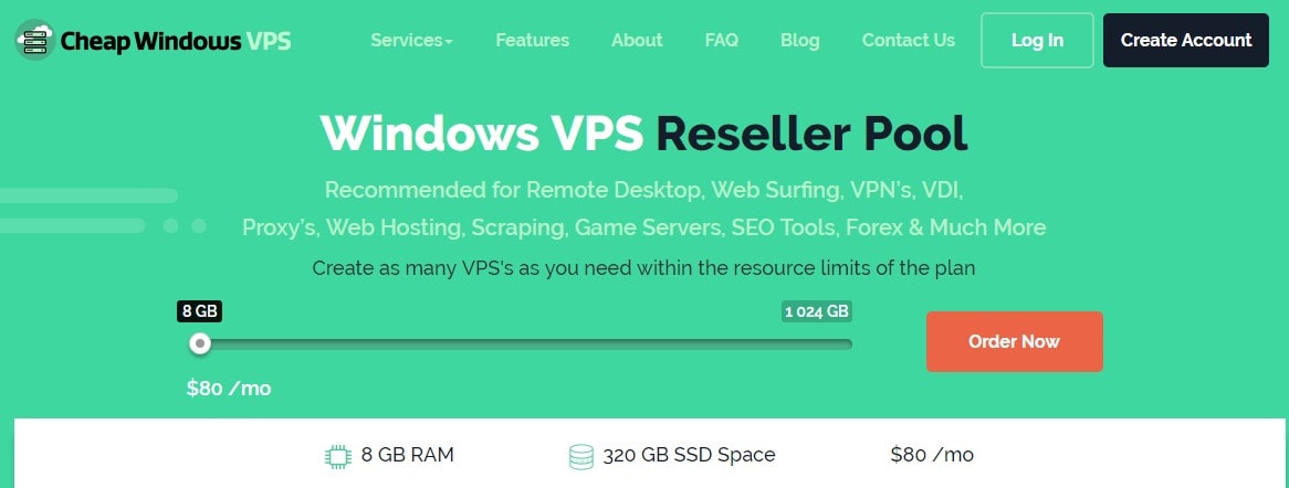Cheap Windows VPS Configurable Options-Reseller Pool