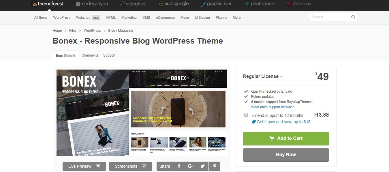 ThemeForest Bonex Theme