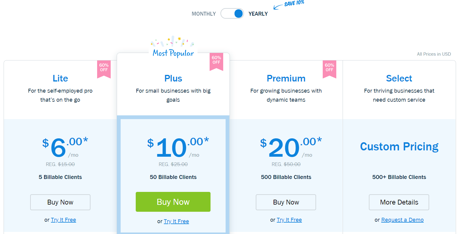 FreshBooks Coupon Codes: pricing pans