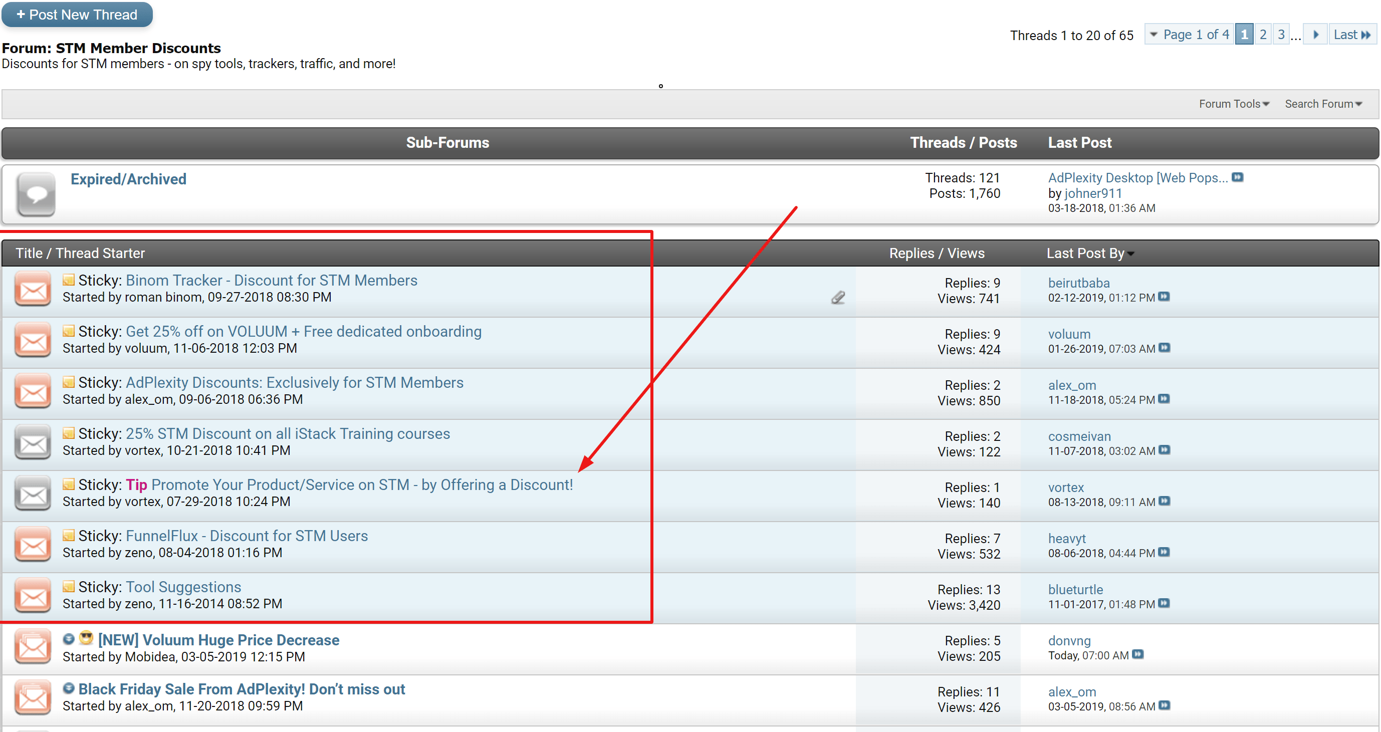 Dashboard dei codici coupon del forum STM