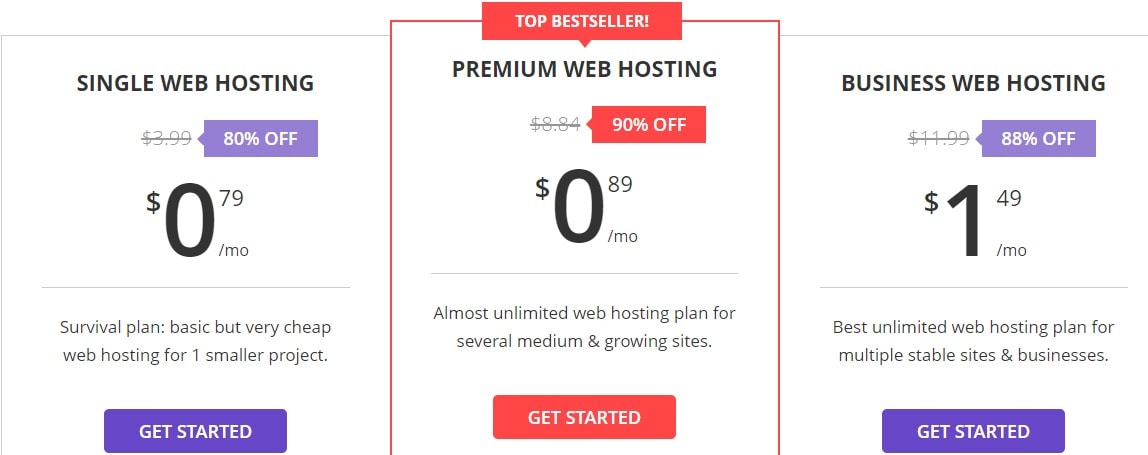 Hostinger Pricing Plans - Premium web hosting