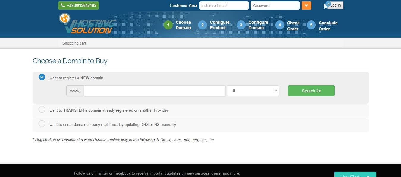 Choose Domain to Buy - Vhosting Solution