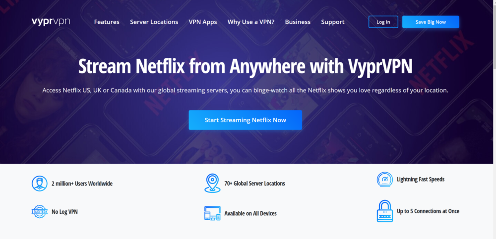 Best VPN for Netflix Vypr VPN