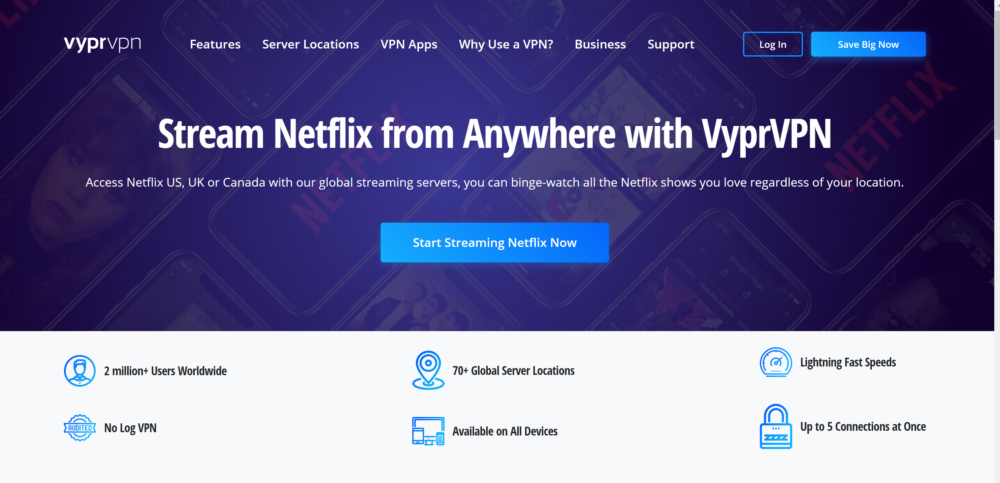 Melhor VPN para Netflix Vypr VPN