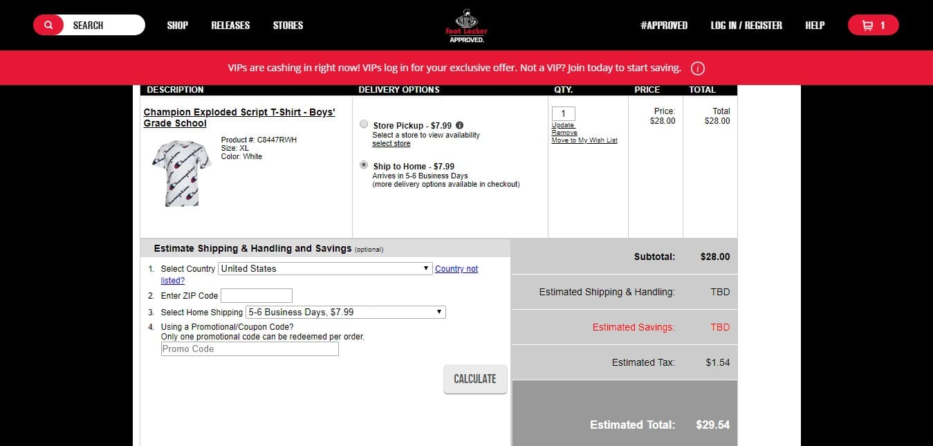 Foot - locker - checkout - and - shipping - details