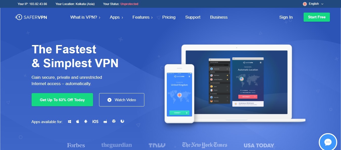 Fastest and Simple VPN: SaferVPN
