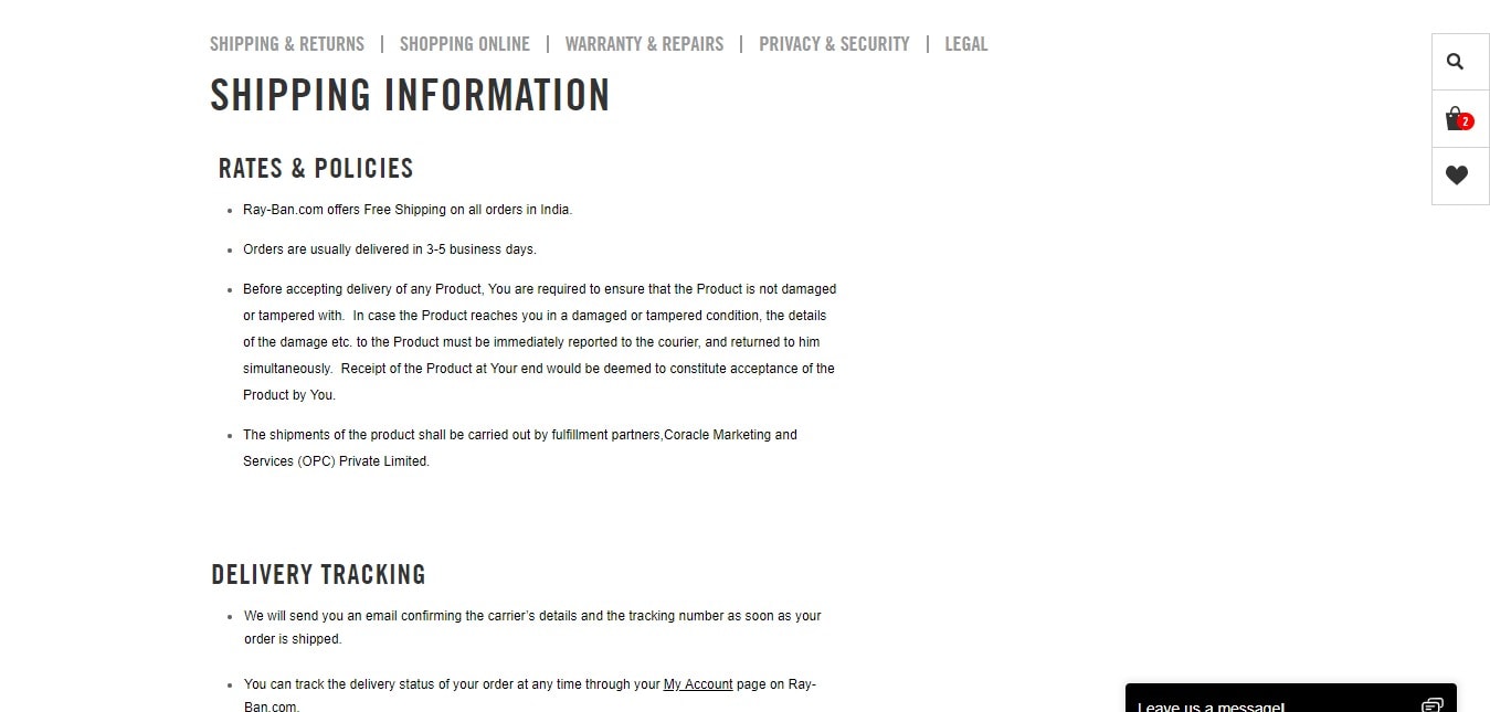 ray ban customer service hours