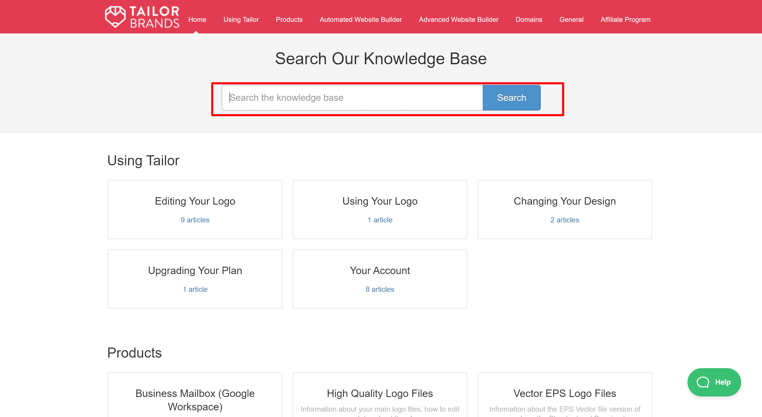 Tailor Brands knowledge base- Tailod brands logo generator review