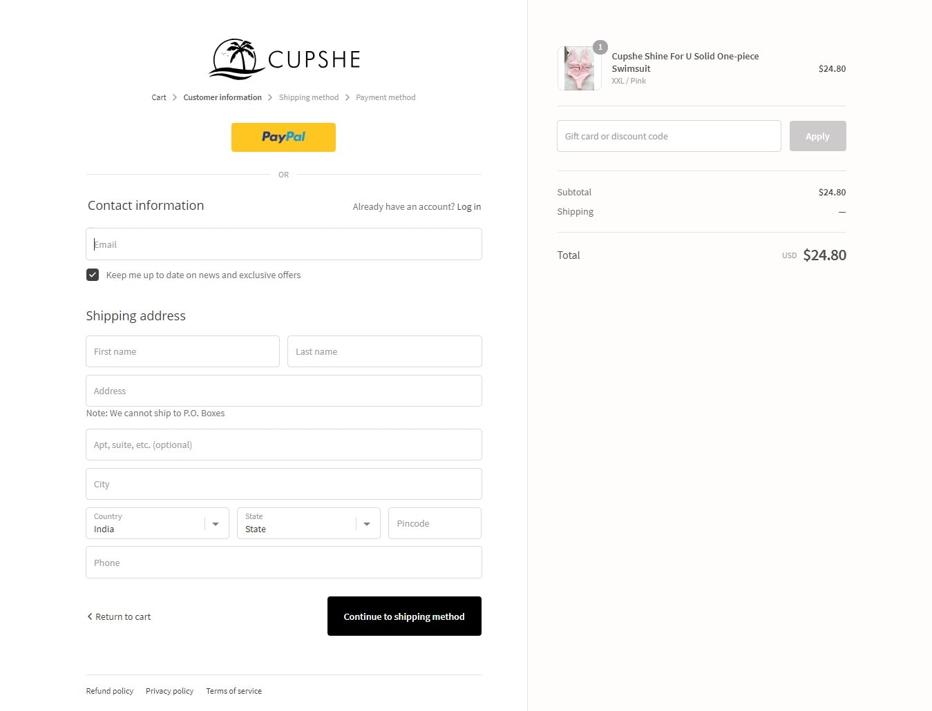 cupshe new customer discount