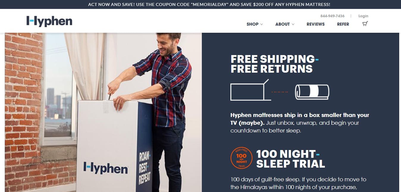 Hyphen Mattress bed in box discounts 