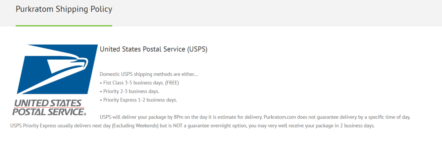 Purkratom shipping policy - postal services