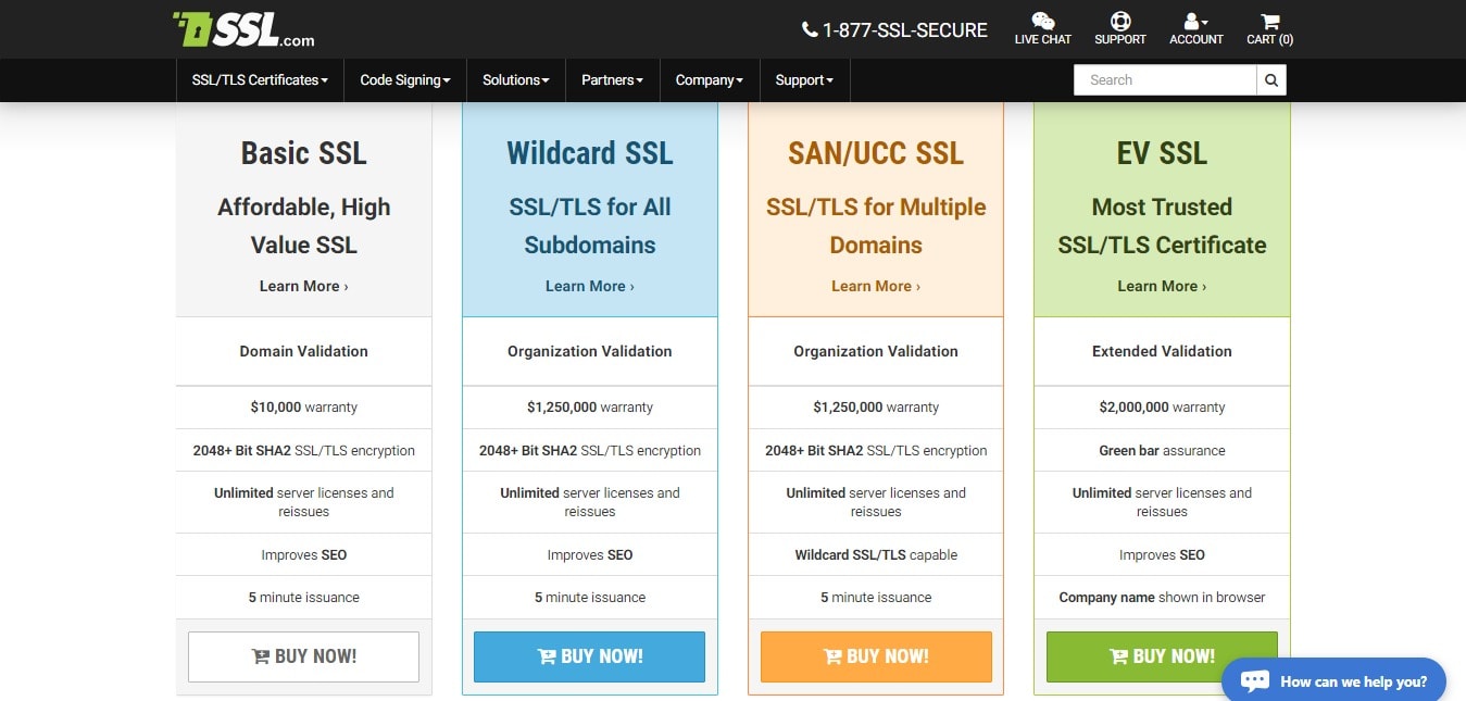 SSL.com Plans & Pricing