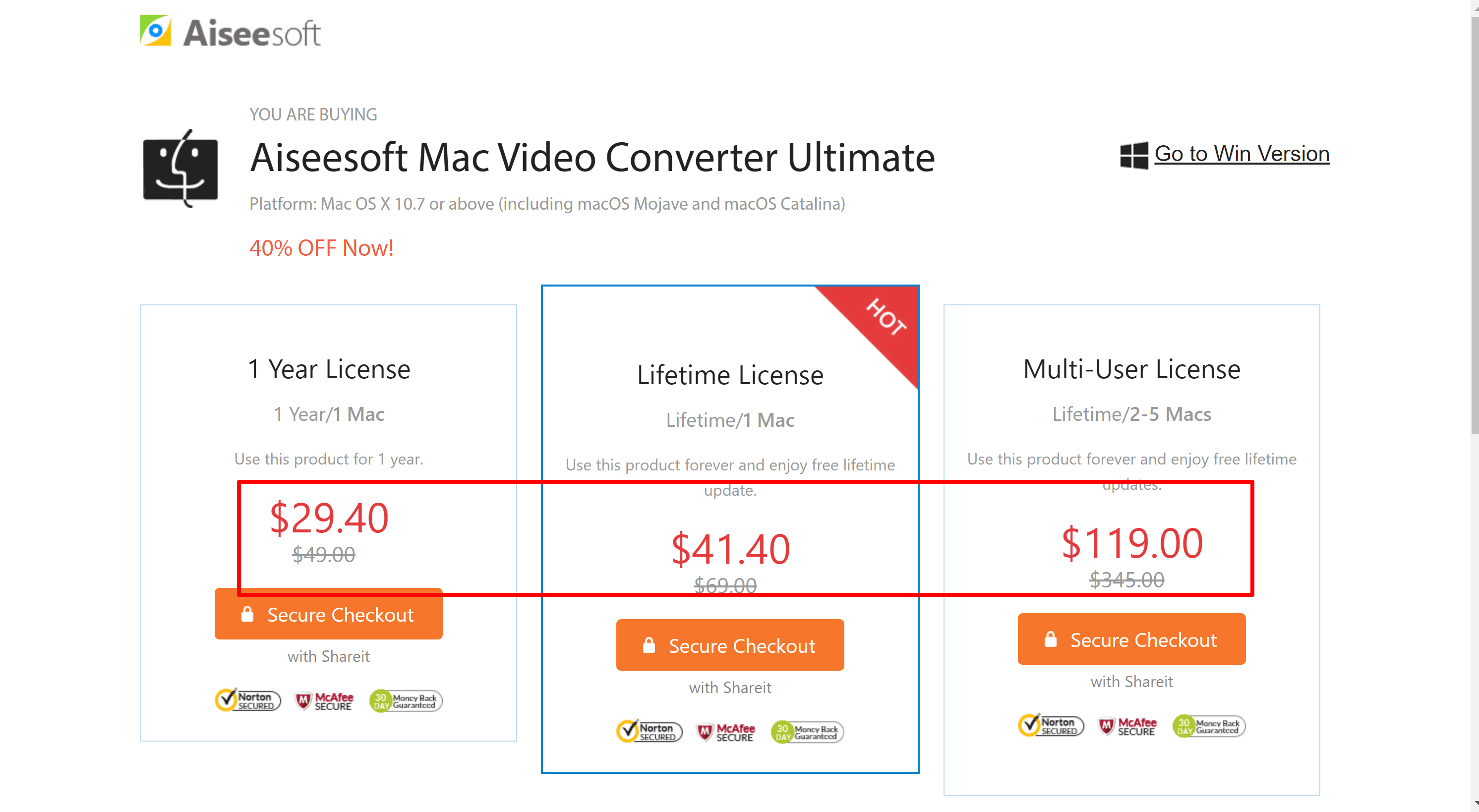 Aiseesoft pricing for windows and mac