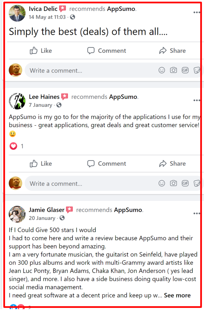 Appsumo facebook customer reviews