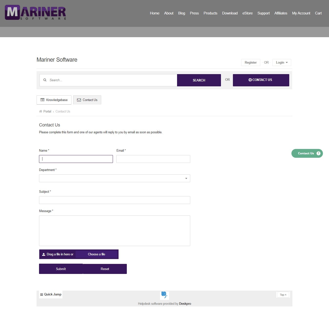 Support  Mariner software