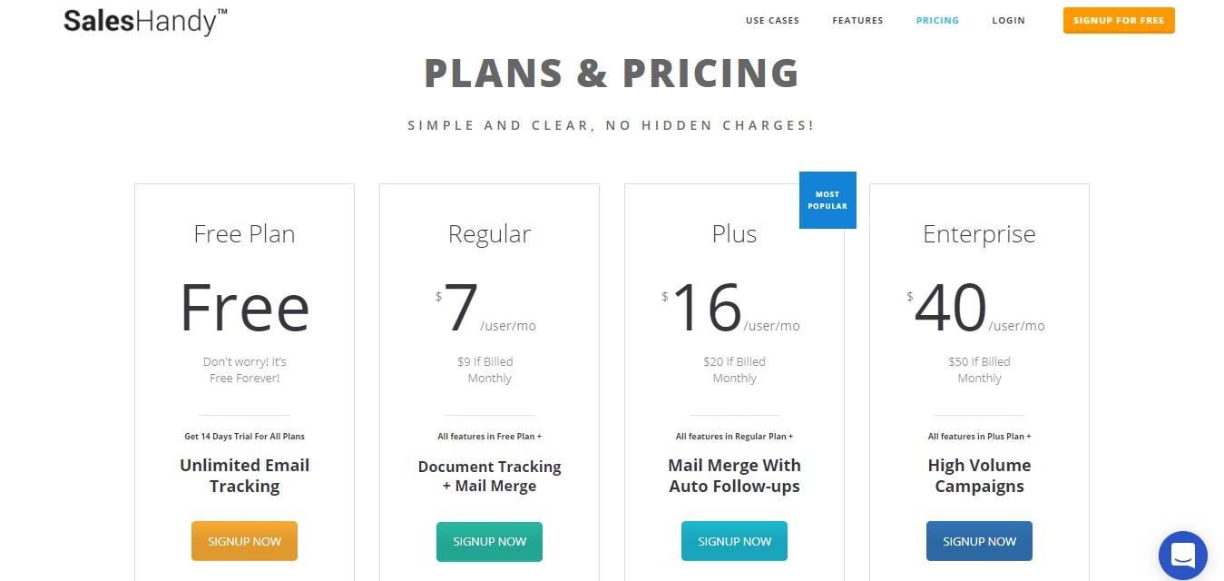 Sales Handy - Plans Offered and Pricing