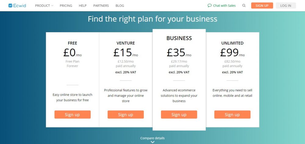 ecwid Pricing plans