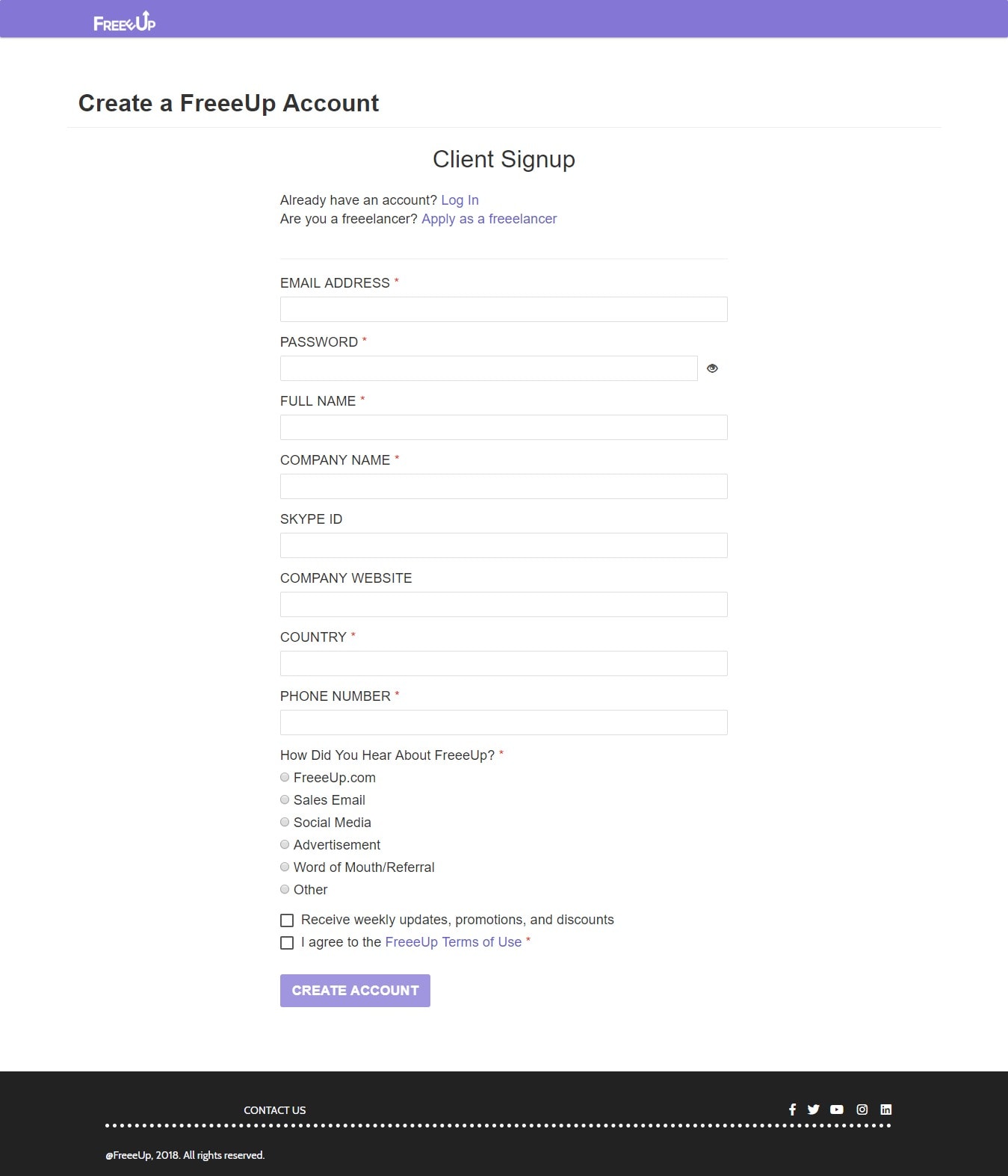 use of FreeeUP discount coupons