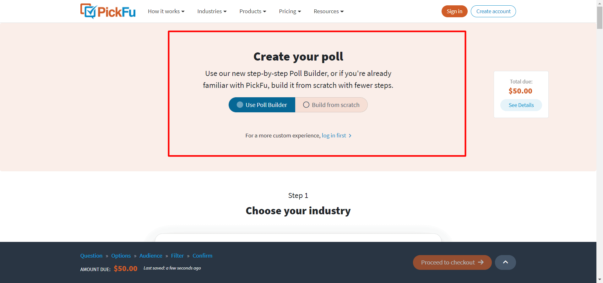 How to create poll on PickFu