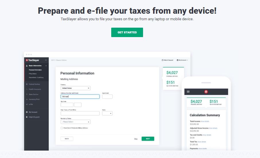 TaxSlayer-home-page-price-your-taxes